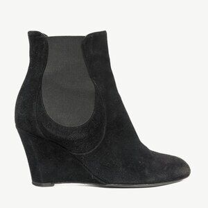 Yves Saint Laurent Nero Suede Chelsea Wedge Booties